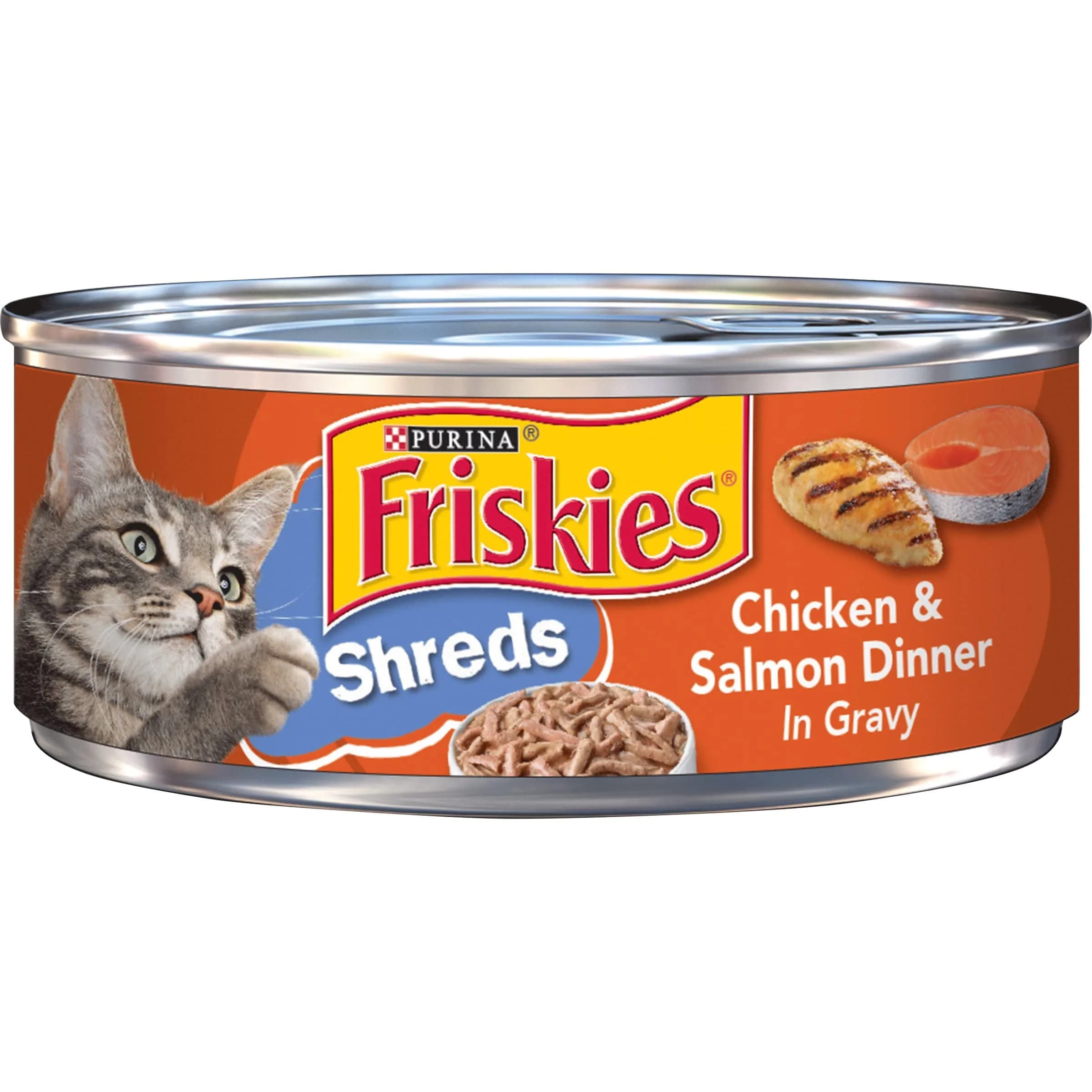 Friskies Shredded Chicken and Salmon in Gravy 5.5 oz | Shredded texture for cats — Chicken