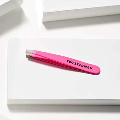 Tweezerman Mini Slant Tweezer Neon Pink | Precision Eyebrow Shaping Tool thumbnail 5