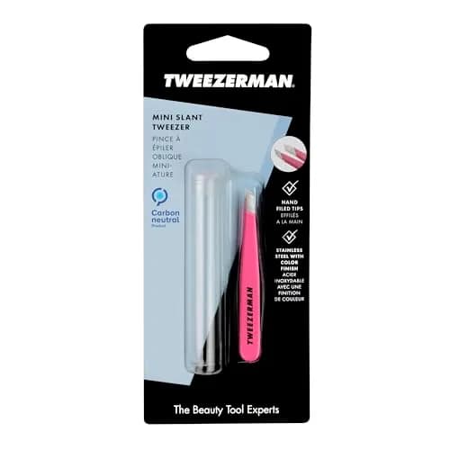 Tweezerman Mini Slant Tweezer Neon Pink | Precision Eyebrow Shaping Tool thumbnail 6