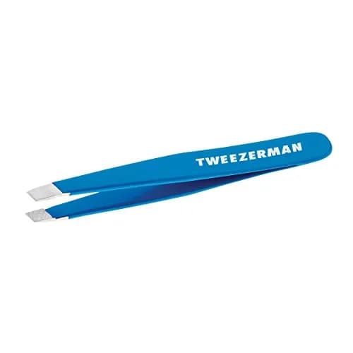 Tweezerman Mini Slant Tweezer Bahama Blue | Precision Pointed Tips for Eyebrows thumbnail 1