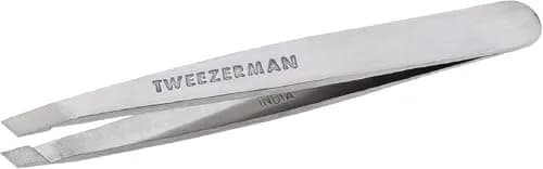 Tweezerman Mini Slant Tweezer Classic Stainless Steel, 1 Count | Precision Pointed Tips for Eyebrows thumbnail 1