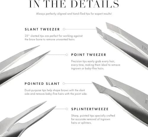 Tweezerman Mini Slant Tweezer Classic Stainless Steel, 1 Count | Precision Pointed Tips for Eyebrows thumbnail 7