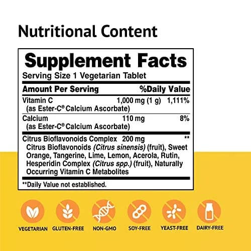 American Health Ester-C 1000mg 180ct | Non-Acidic Vitamin C for Immunity & Stomach Comfort thumbnail 2