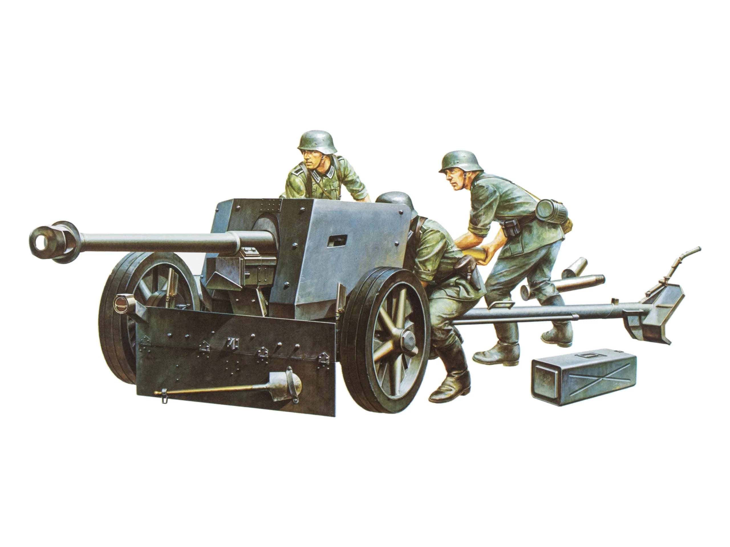 TAMIYA 1/35 Scale German 75mm Pak 40/L46 ATG Model Kit with 3 Figures | 17.5 cm (6.9 Inch) Long