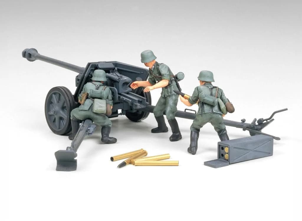 TAMIYA 1/35 Scale German 75mm Pak 40/L46 ATG Model Kit with 3 Figures | 17.5 cm (6.9 Inch) Long - view 6