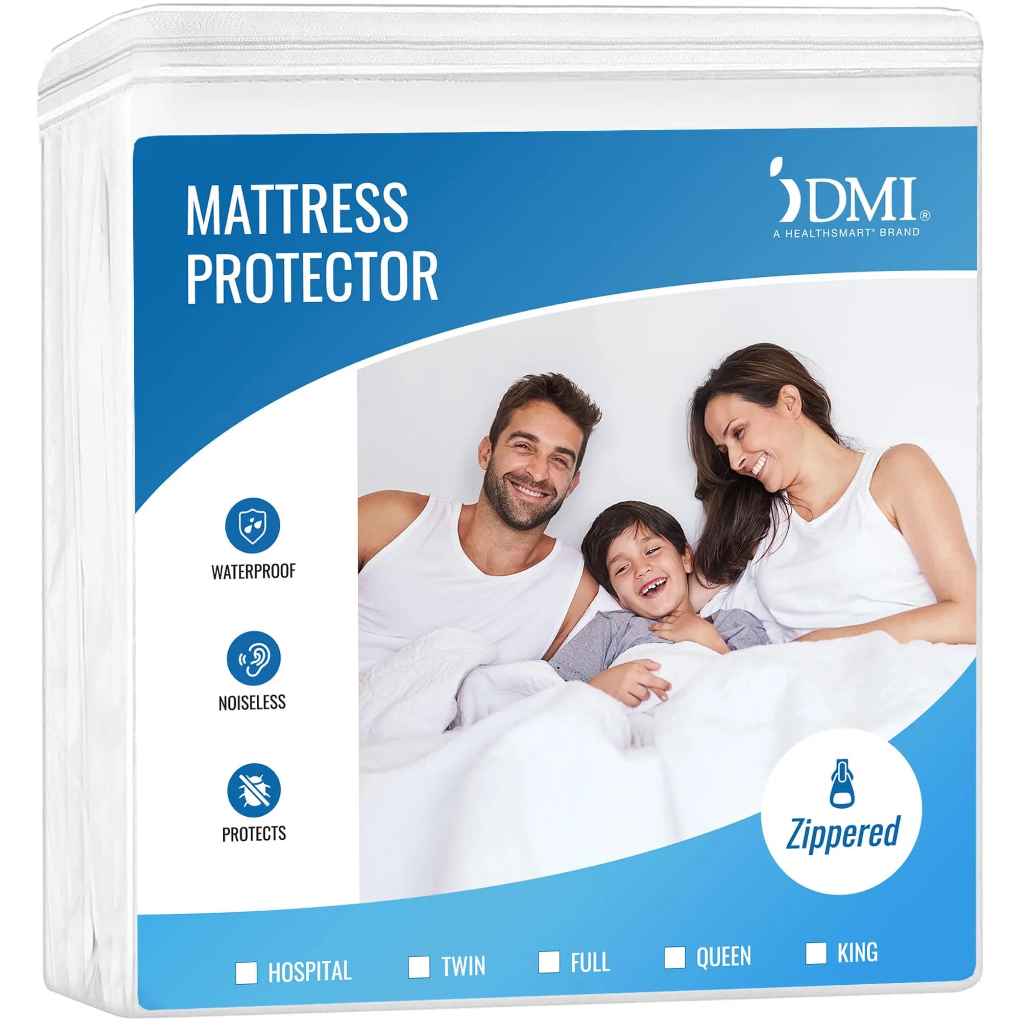 DMI Waterproof Mattress Protector and Cover Twin | Zippered, Noiseless, Durable — White