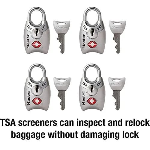 Master Lock TSA Approved Luggage Lock 4 Pack | Durable Metal Body & Shrouded Steel Shackle thumbnail 3