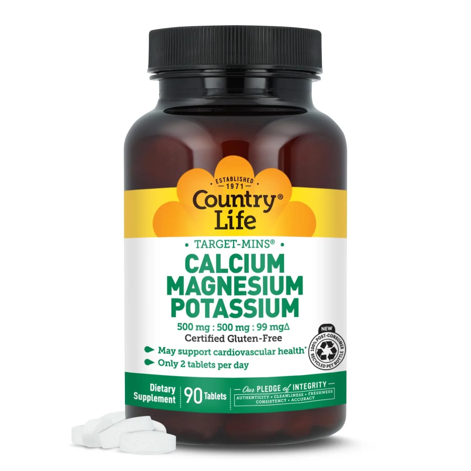 Country Life Target Mins - Calcium Magnesium Potassium 500mg/500mg/99mg | Mineral Support for Bone & Muscle (115c) - main product image
