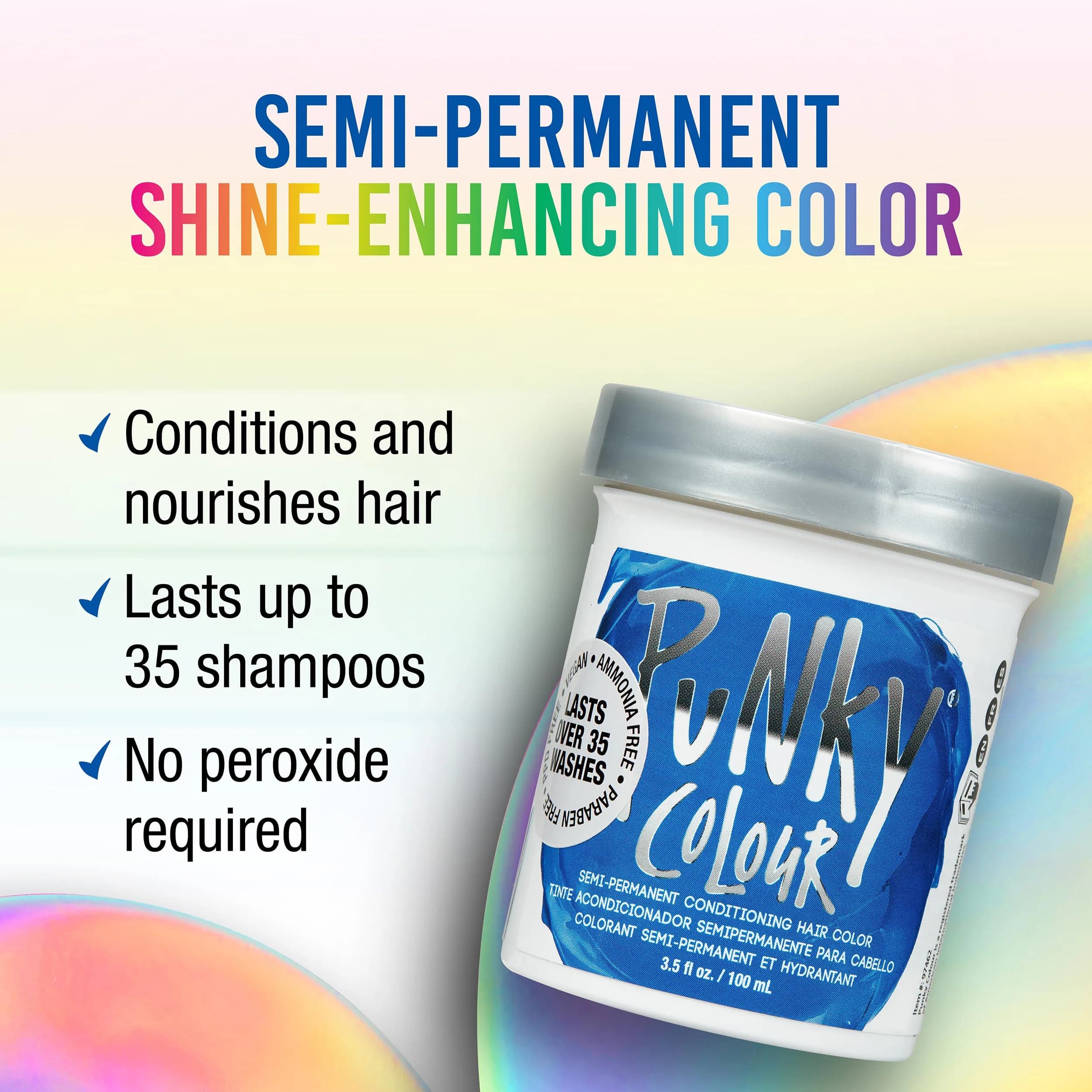 Punky Atlantic Blue Semi Permanent Hair Color 103ml (3.5 fl oz) | Vegan & Cruelty-Free Conditioning Hair Dye - view 2