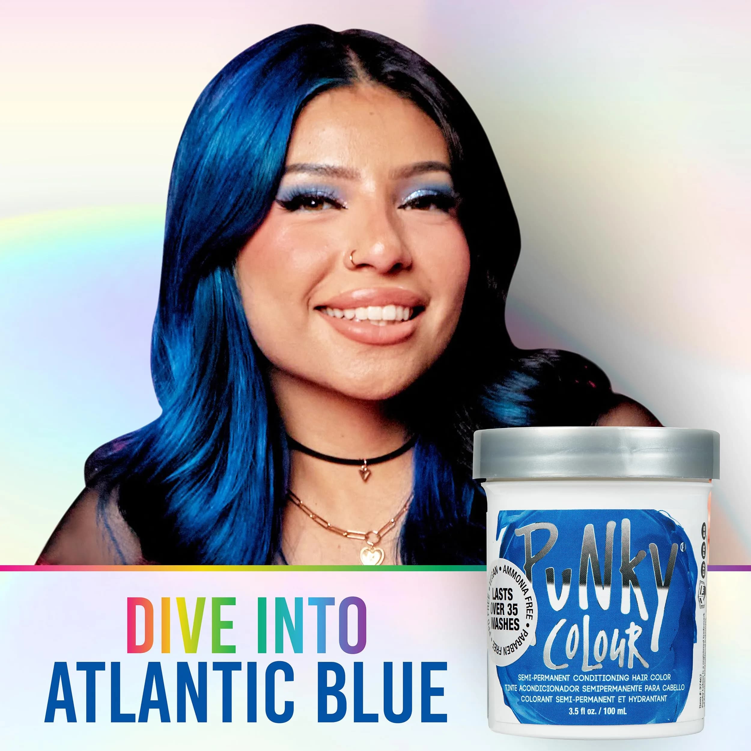 Punky Atlantic Blue Semi Permanent Hair Color 103ml (3.5 fl oz) | Vegan & Cruelty-Free Conditioning Hair Dye - view 3