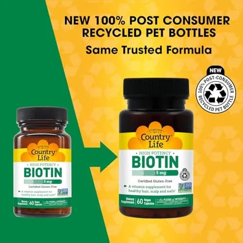 Country Life Biotin 5 mg for Hair, Scalp & Nails | Vegan Capsules for Healthy Hair & Nails thumbnail 2