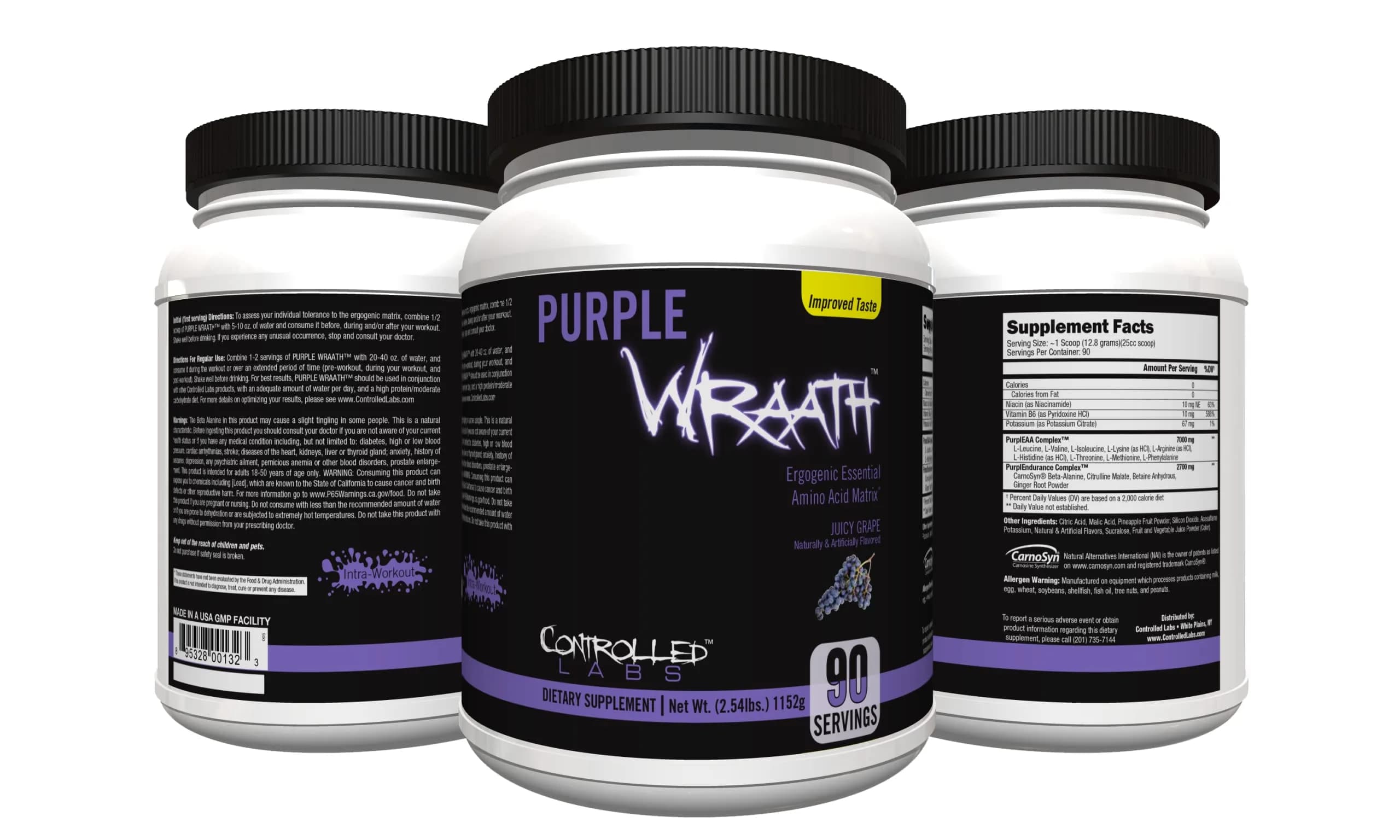 CONTROLLED LABS Purple Wraath BCAA & EAA Amino Acid Supplement 2.48lb | Juicy Grape, Vegan Powder for Athletes — Juicy Grape