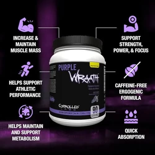 CONTROLLED LABS Purple Wraath BCAA & EAA Amino Acid Supplement 2.48lb | Juicy Grape, Vegan Powder for Athletes thumbnail 2