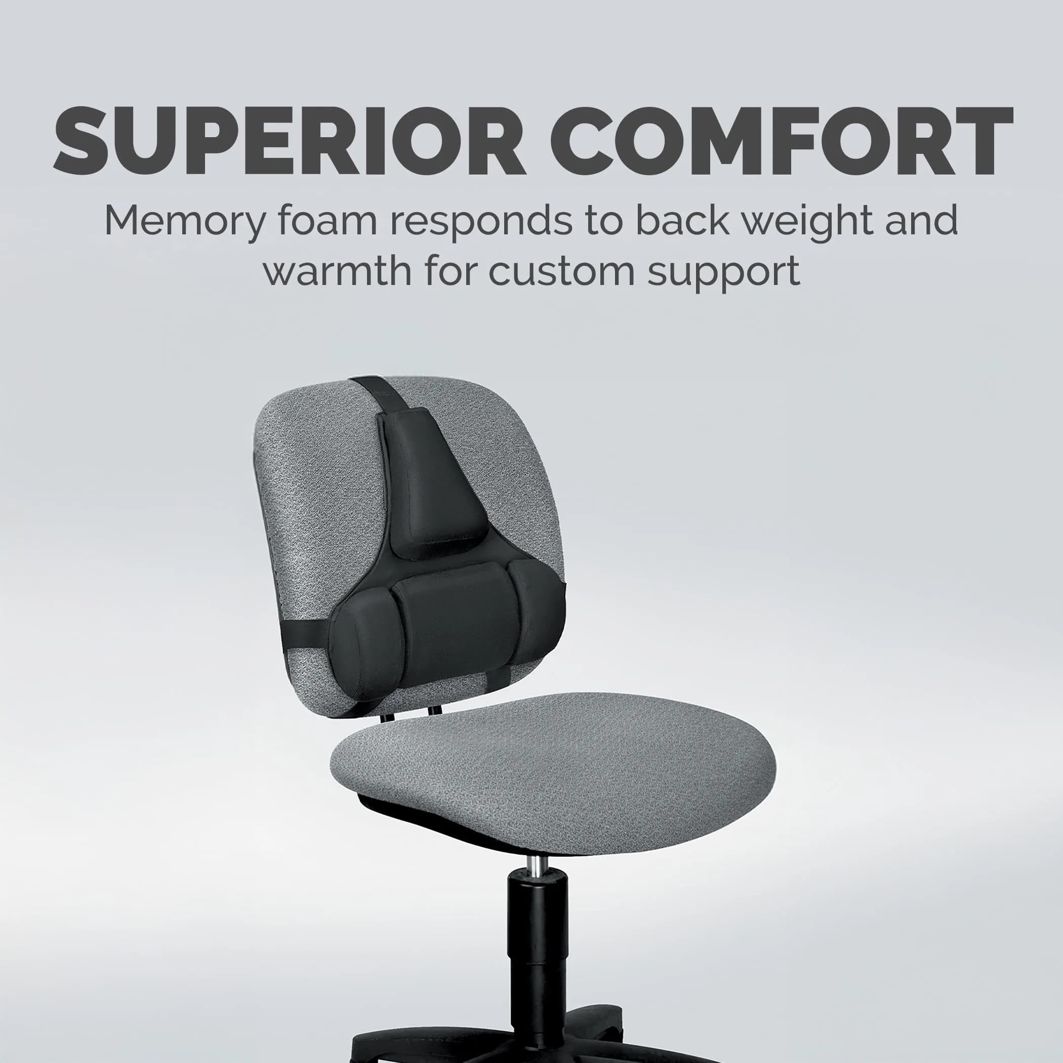 Fellowes Professional Series Back Support, Black | Mid Spinal & Lumbar Support for Office Chairs - view 6