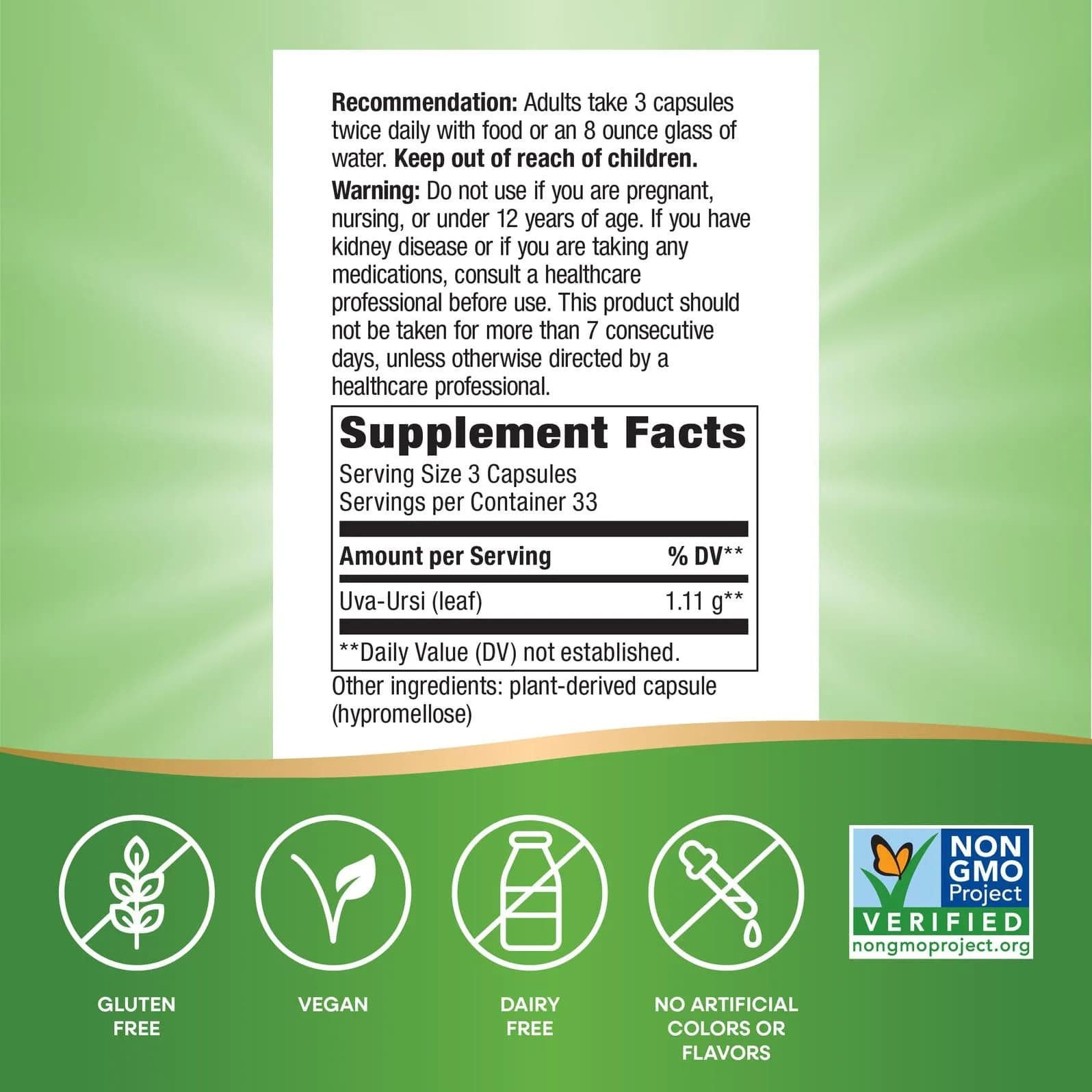 Nature's Way Uva Ursi Capsule Herbal Supplement 1440 mg (100 Count) | Traditional Urinary Support - view 5