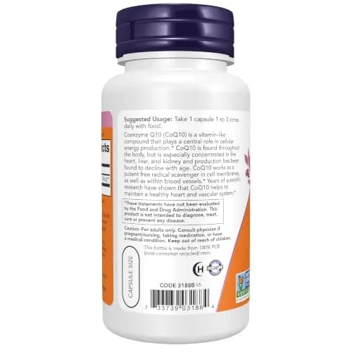 NOW CoQ10 30 mg Veg Capsules | Pharmaceutical Grade, All-Trans Form, 120 Count thumbnail 3