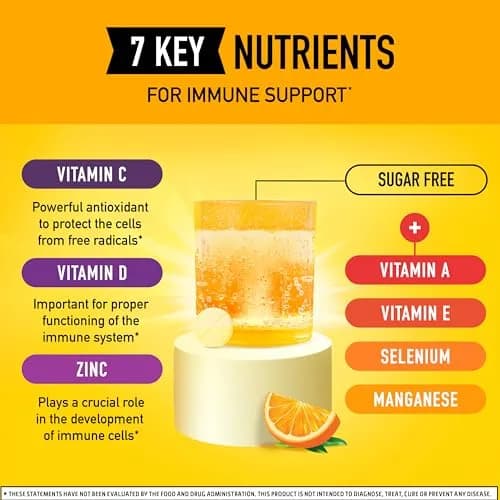 Airborne Immune Support Effervescent Tablets Zesty Orange 30 Count (Pack of 1) | 1000mg Vitamin C + 1500IU Vitamin D Immune Support thumbnail 3