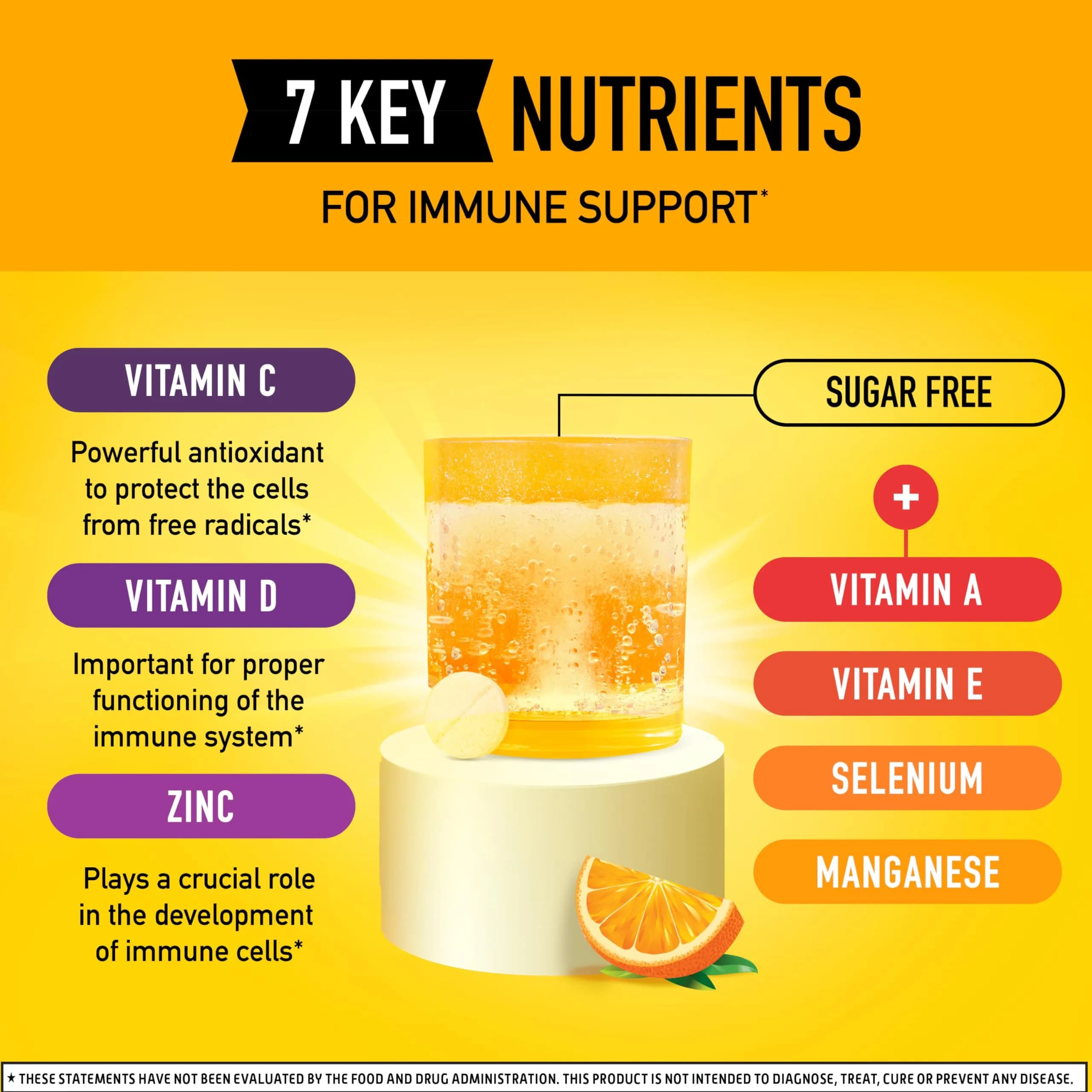 Airborne Immune Support Effervescent Tablets Zesty Orange 30 Count (Pack of 1) | 1000mg Vitamin C + 1500IU Vitamin D Immune Support - view 3