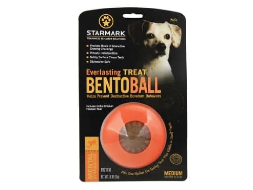 Starmark Everlasting Treat Bento Ball Medium Dog Toy | Durable Chew & Treat Dispenser in Day Glo Orange thumbnail 1