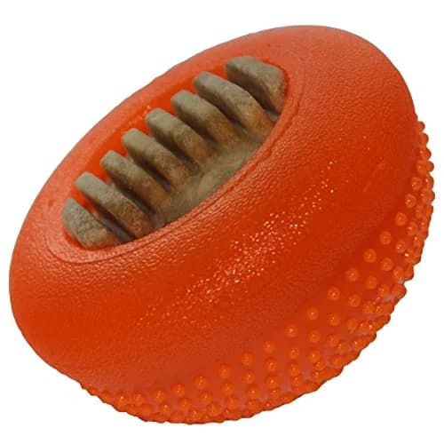 Starmark Everlasting Treat Bento Ball Medium Dog Toy | Durable Chew & Treat Dispenser in Day Glo Orange thumbnail 3