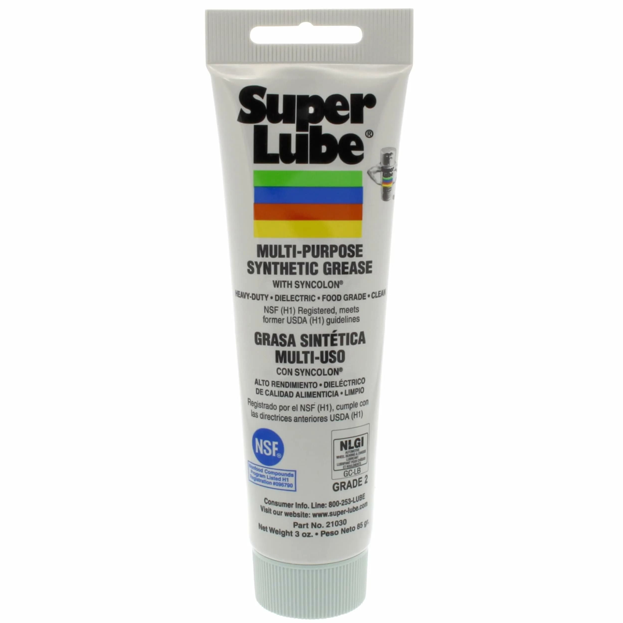 Super Lube Multi-Purpose Synthetic Grease with Syncolon Pail 14.5 kg (32 lb) | NSF H1 Food Grade Lubricant for Extreme Temperatures — 3 oz Tube