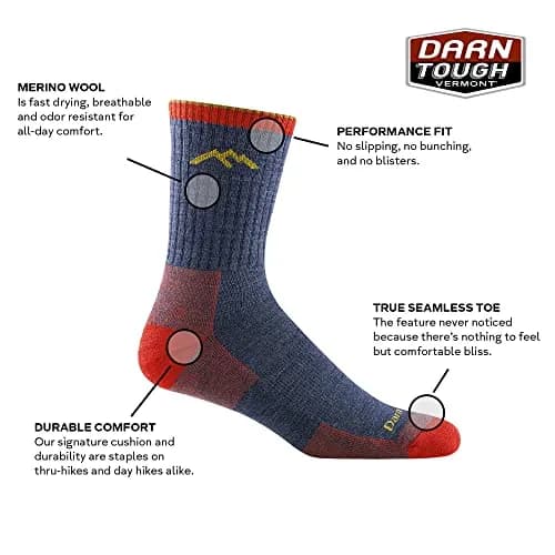 Darn Tough Vermont Men’s Merino Wool Micro Crew Cushion Socks | Hiking & Casual Comfort thumbnail 2