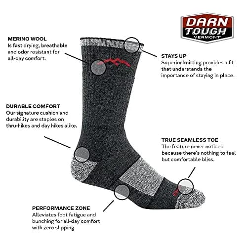 Darn Tough Vermont Merino Wool Boot Sock Full Cushion, Black, Large | Breathable, Durable, Guaranteed for Life thumbnail 3