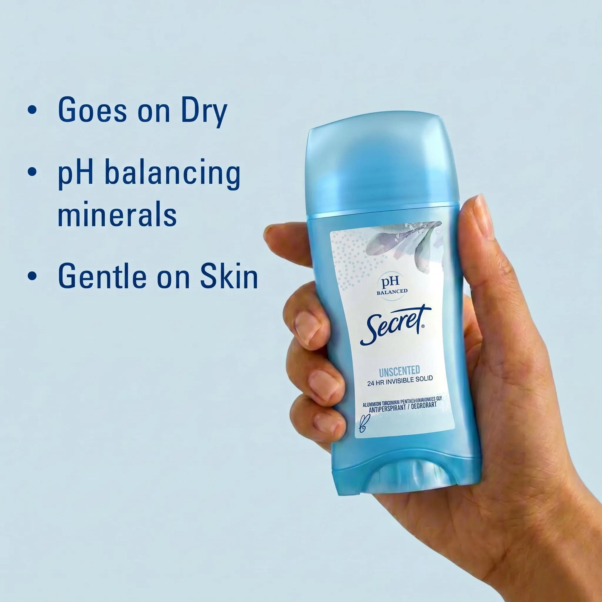 Secret Original Unscented Invisible Solid Antiperspirant & Deodorant 75ml (2.6 oz) | 24-Hour Sweat & Odor Protection - view 2