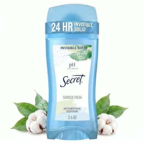 Secret Antiperspirant Deodorant for Women, Invisible Solid, 24 Hour Protection, pH Balanced, Shower Fresh Scent, 75g (2.6 oz) — Shower Fresh