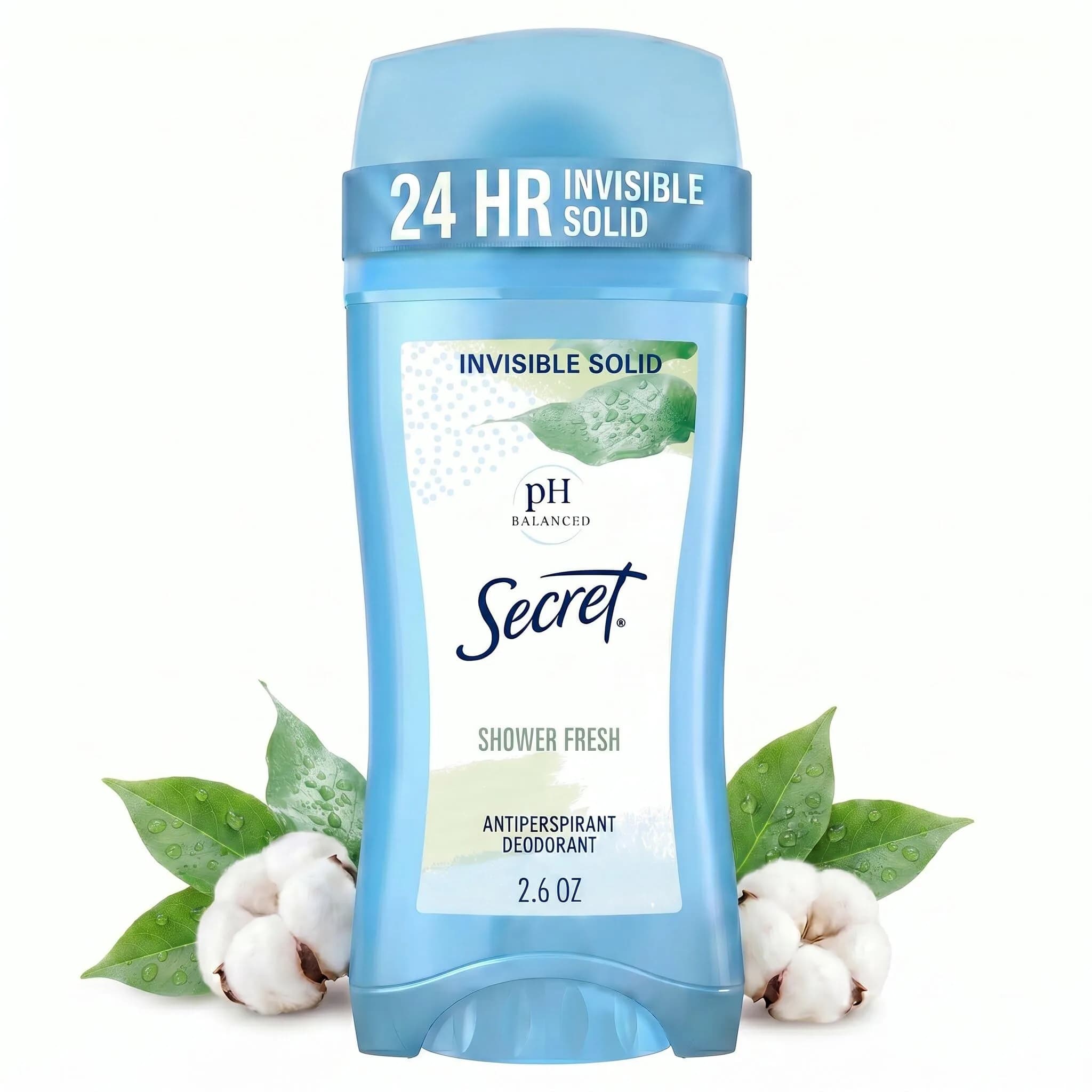 Secret Antiperspirant Deodorant for Women, Invisible Solid, 24 Hour Protection, pH Balanced, Shower Fresh Scent, 75g (2.6 oz) - main product image