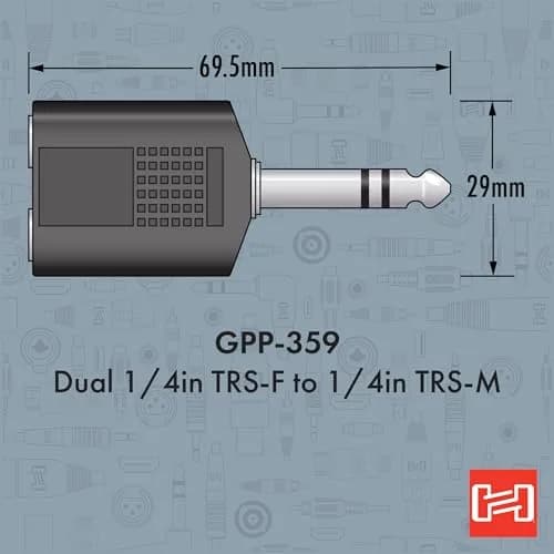 Hosa GPP-359 Dual 1/4" TRS Female to 1/4" TRS Male Adapter | Stereo Signal Splitter (70-120 chars) thumbnail 4