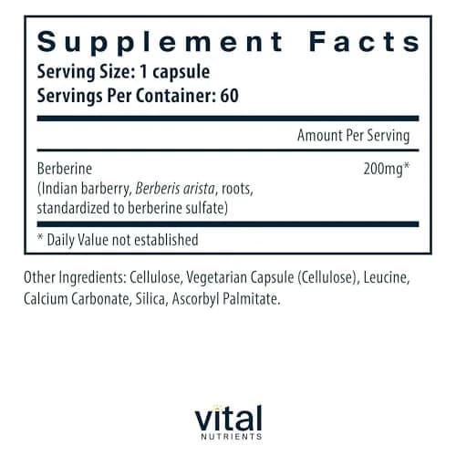 Vital Nutrients Berberine 200 mg | Supports Heart & Gut | Vegan, Gluten-Free, 60 Capsules thumbnail 2