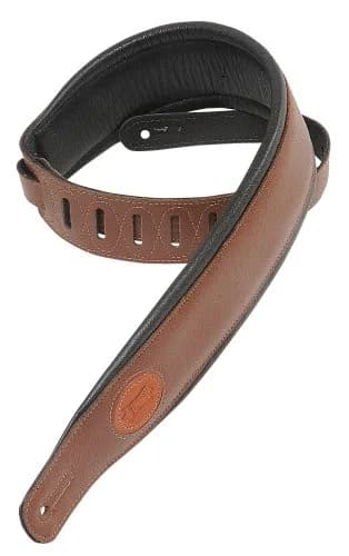 Levy's Signature Series Leather Guitar Strap 3" (7.6 cm) Brown | Adjustable 37"-51" (94-130 cm) Padded Comfort thumbnail 1