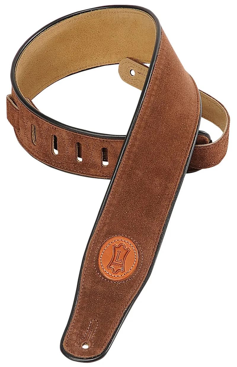 Levy's Leathers Signature Suede Series 2.5" Suede Leather Guitar Strap, Brown (MSS3-BRN) | Adjustable, Signature Series, Suede Leather — Brown