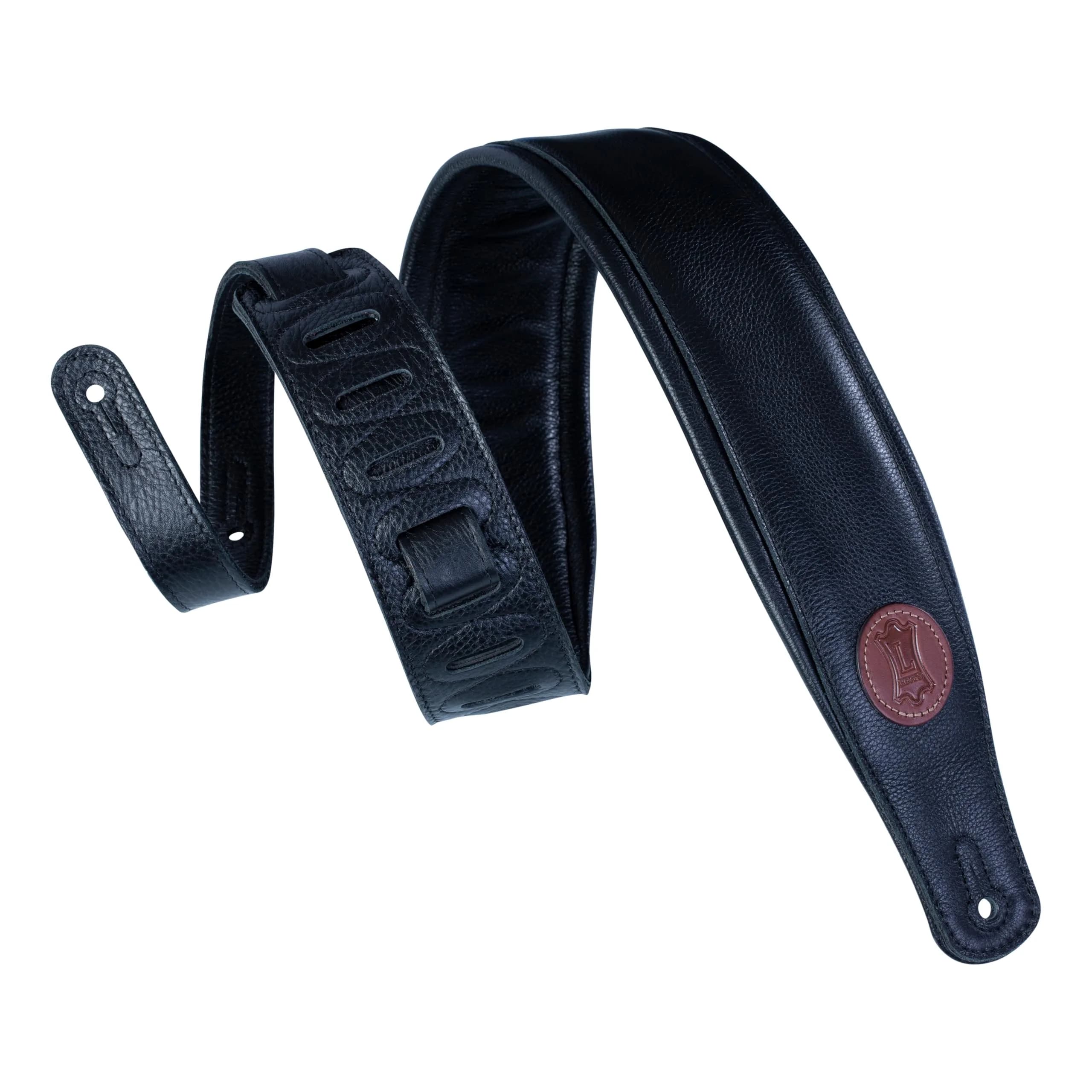 Levy's Signature Legacy Series 3" Garment Leather Guitar Strap, Black | 38-53" Adjustable, Padded Comfort - main product image
