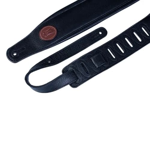 Levy's Signature Legacy Series 3" Garment Leather Guitar Strap, Black | 38-53" Adjustable, Padded Comfort thumbnail 3