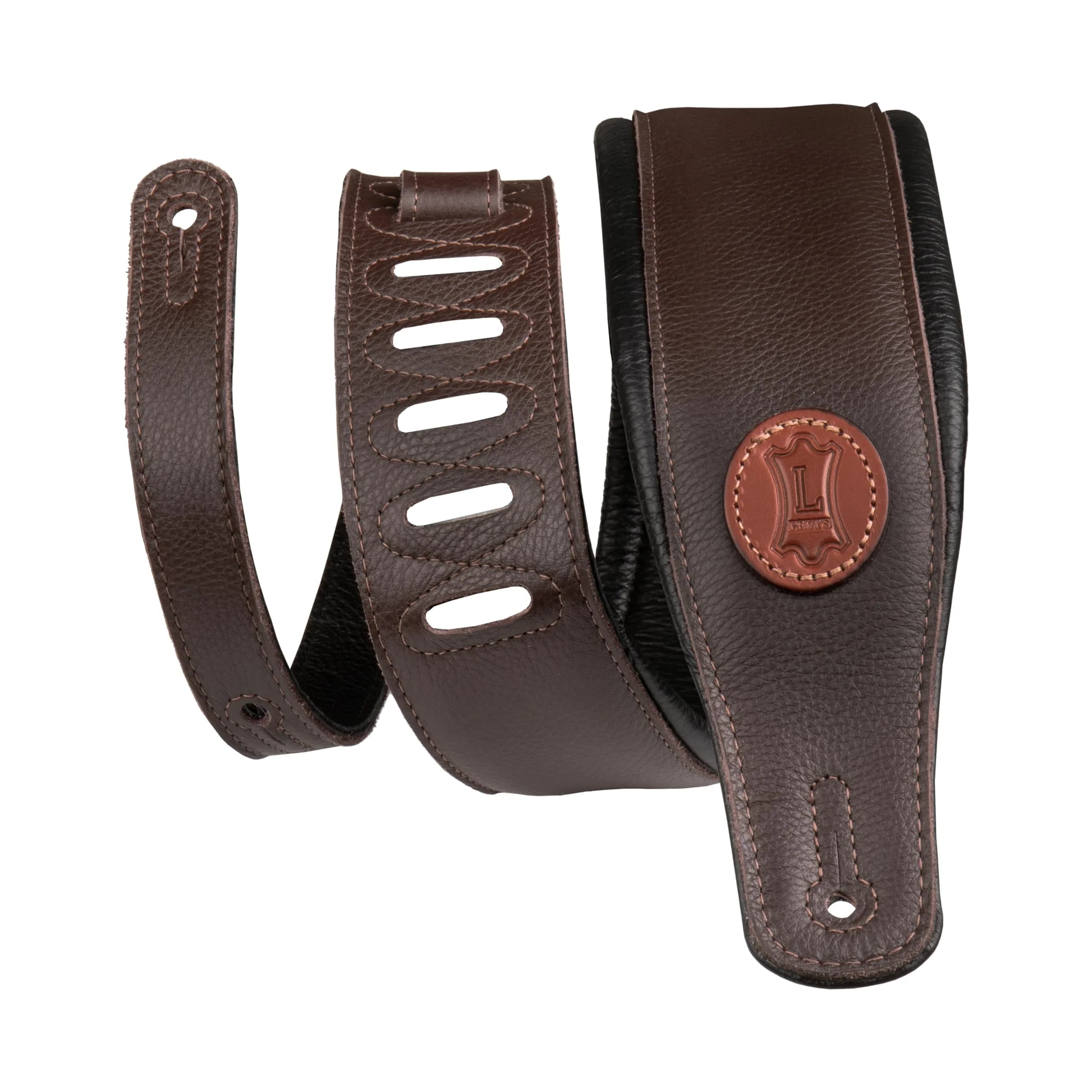 Levy's Signature Series 3" Leather Guitar Strap with Foam Padding 91cm (36") | Adjustable Dark Brown - main product image