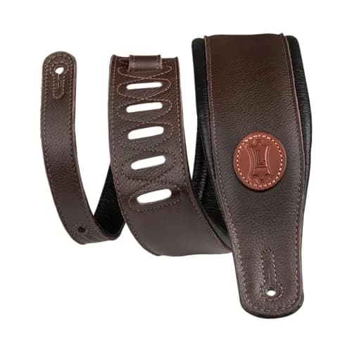 Levy's Signature Series 3" Leather Guitar Strap with Foam Padding 91cm (36") | Adjustable Dark Brown thumbnail 1