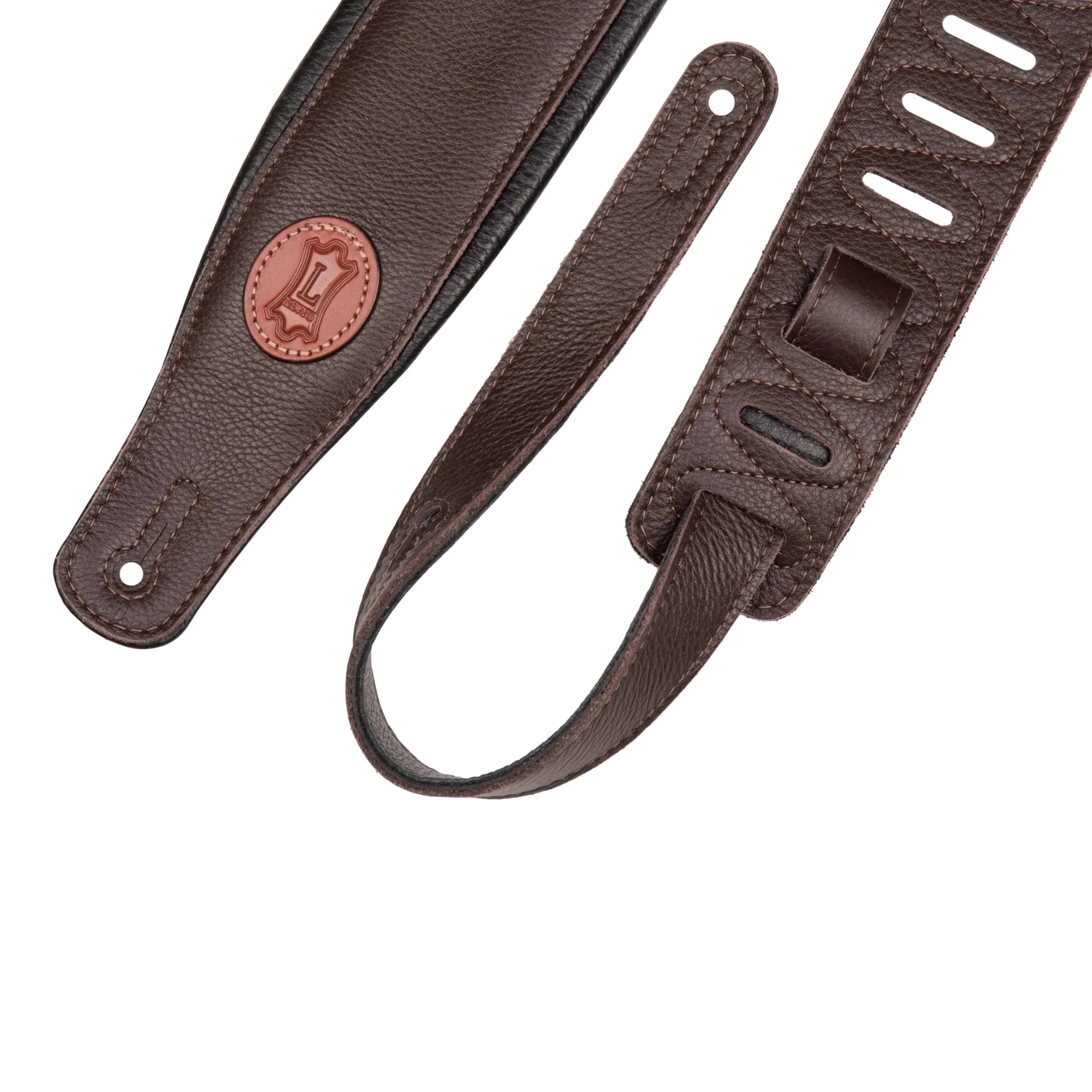 Levy's Signature Series 3" Leather Guitar Strap with Foam Padding 91cm (36") | Adjustable Dark Brown - view 2
