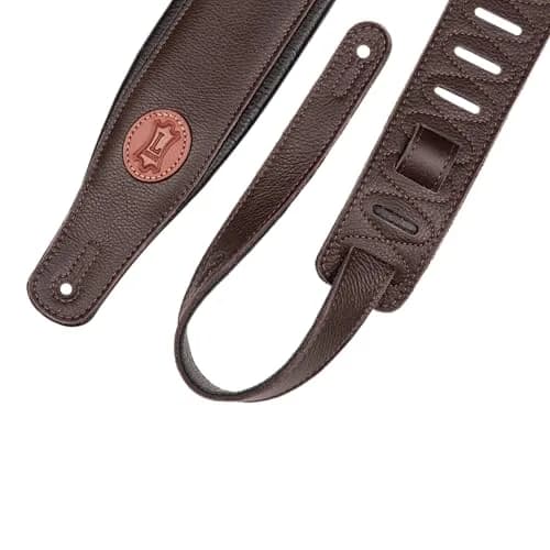Levy's Signature Series 3" Leather Guitar Strap with Foam Padding 91cm (36") | Adjustable Dark Brown thumbnail 2