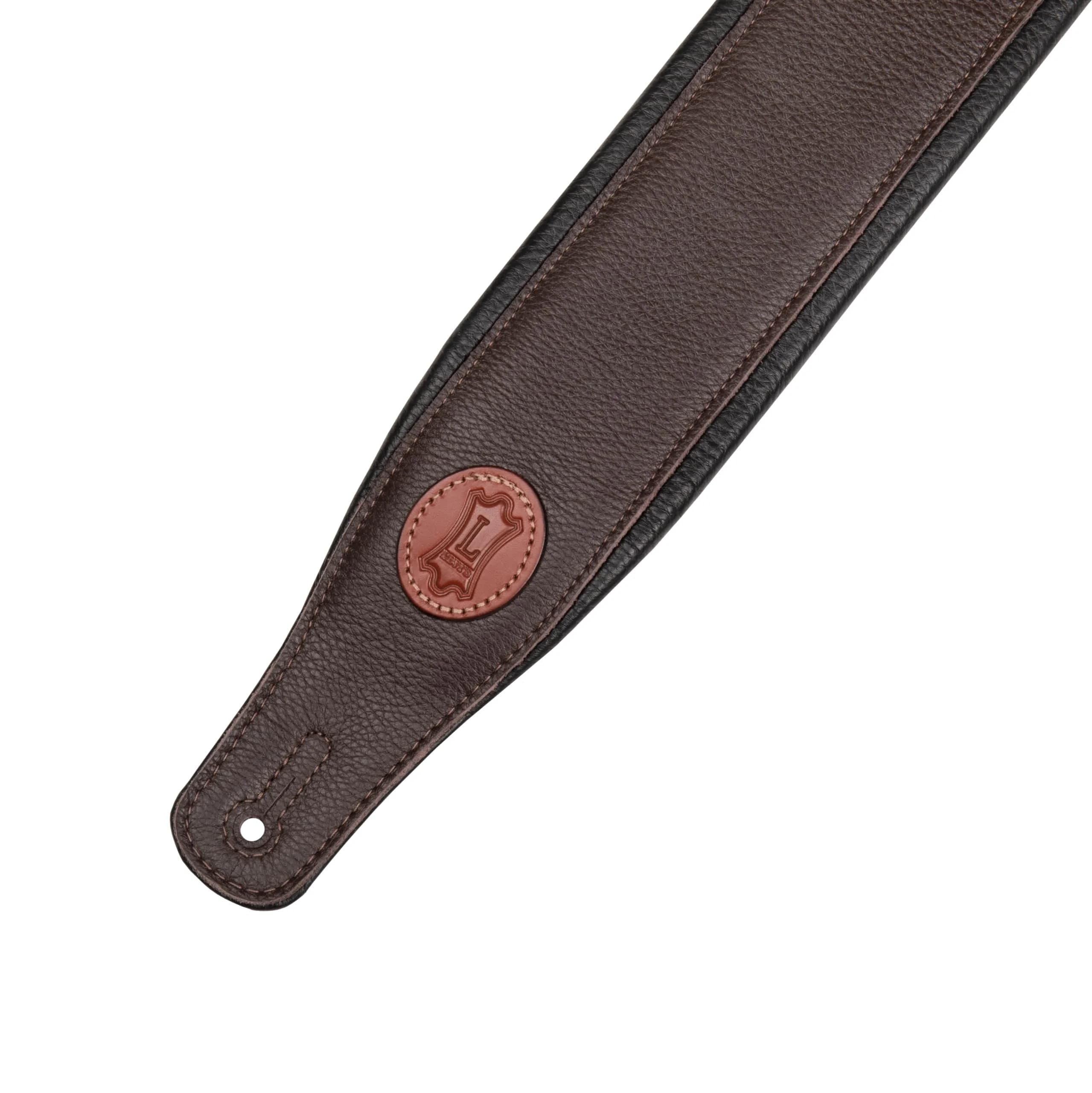 Levy's Signature Series 3" Leather Guitar Strap with Foam Padding 91cm (36") | Adjustable Dark Brown - view 3