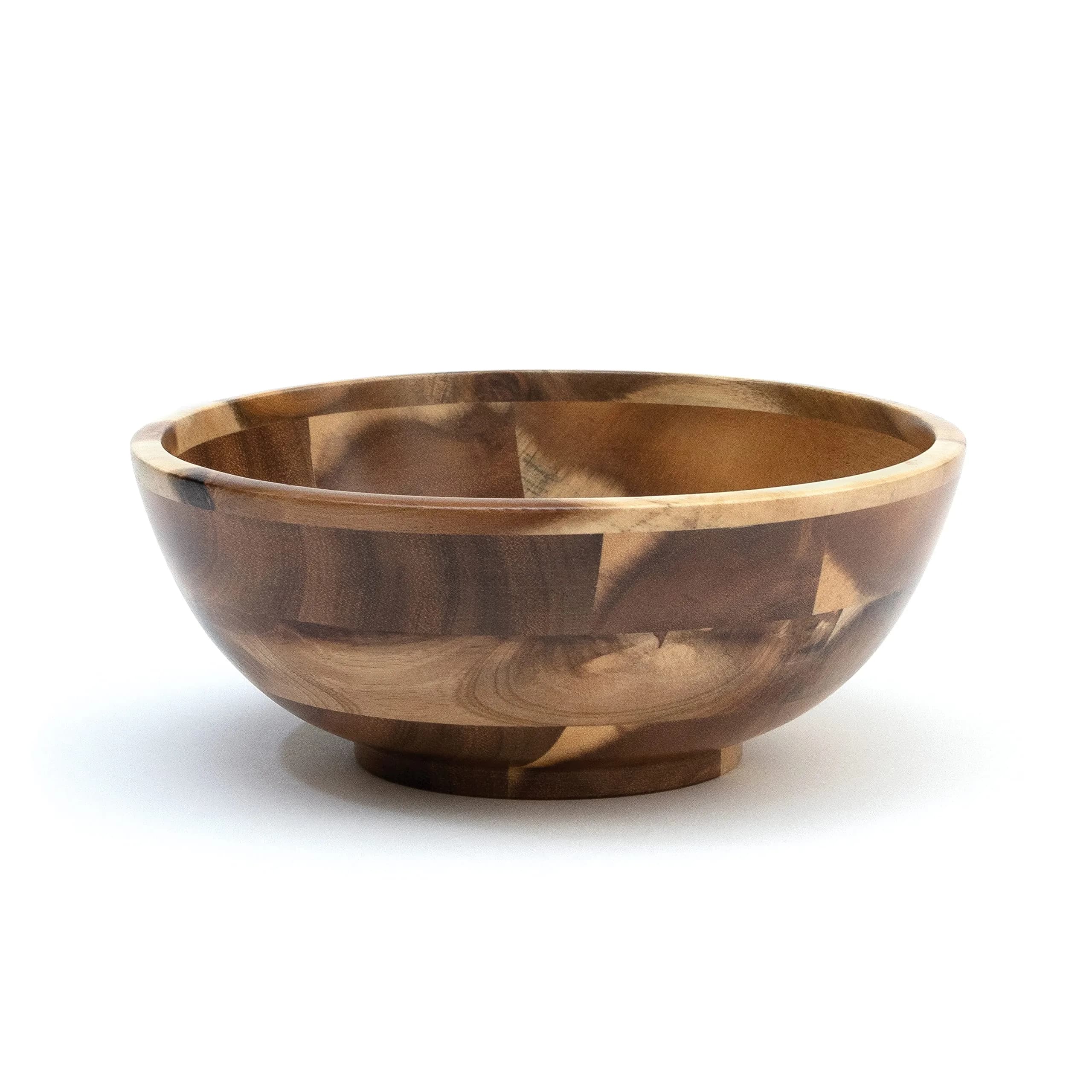 Lipper International Acacia Footed Round Flared Serving Bowl for Fruits or Salads, Small, 7" Diameter x 3" Height — Acacia