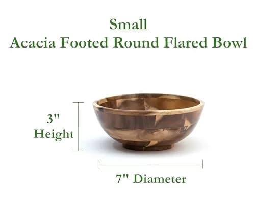 Lipper International Acacia Footed Round Flared Serving Bowl for Fruits or Salads, Small, 7" Diameter x 3" Height thumbnail 2
