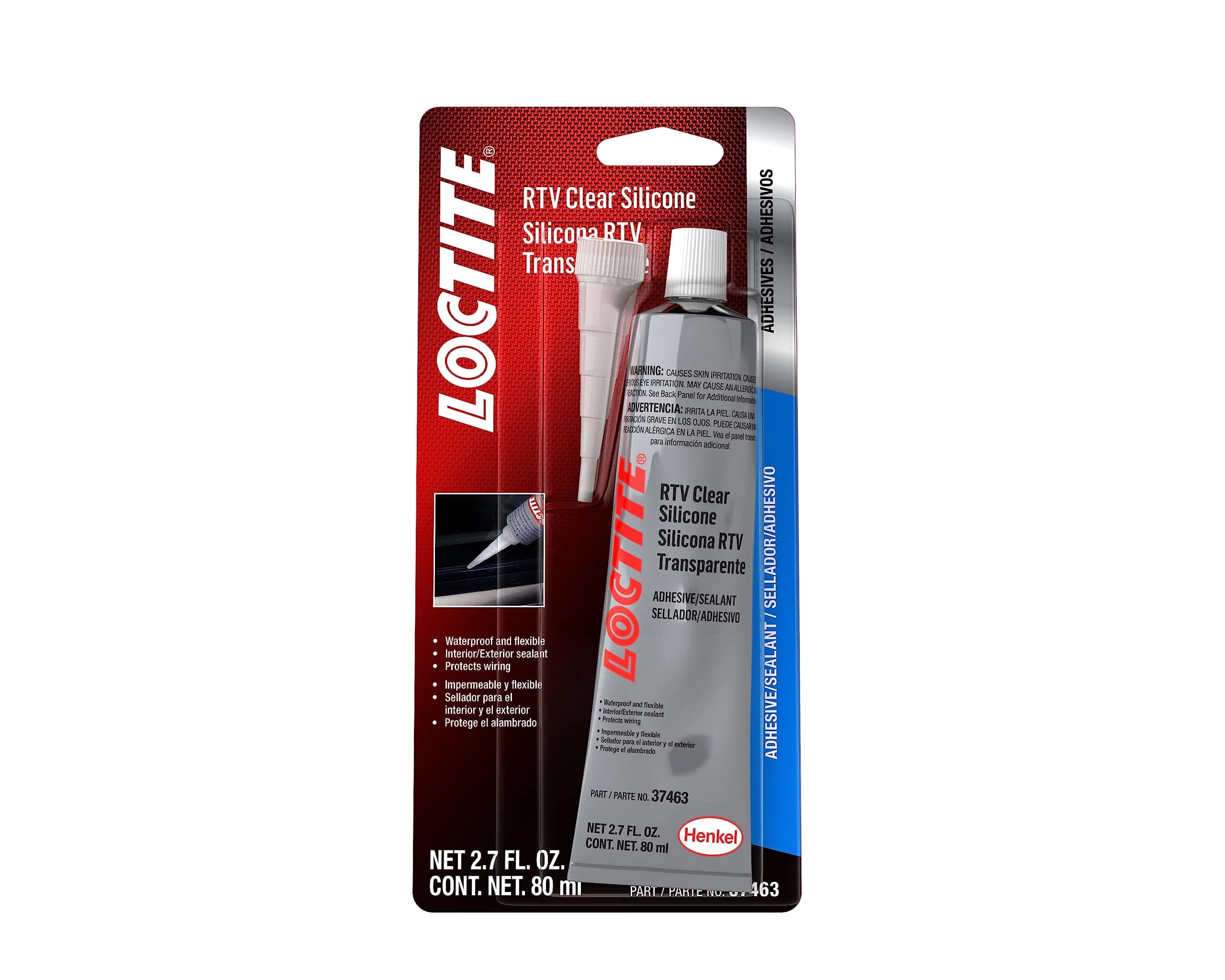 Loctite 37463 Clear RTV Silicone Adhesive/Sealant Tube - 80 ml | Waterproof, Flexible Bonding for Indoor & Outdoor Use
