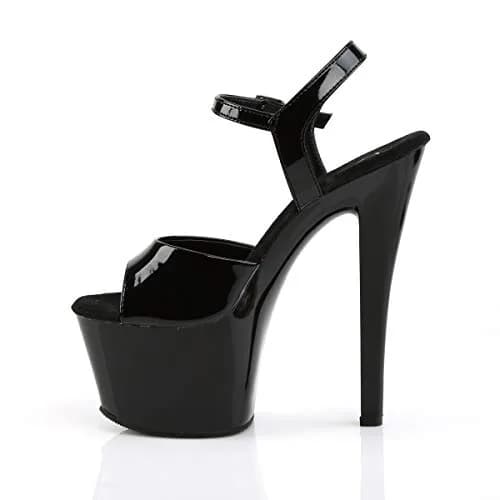 Pleaser Sky-309 Ankle-Strap Sandal 7" Heel | Black Patent/Black, Formal Women’s Platform Shoes thumbnail 3