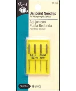 Dritz Ballpoint Machine Needles Size 16 (4 Count, Nickel) | For Heavyweight Knit & Stretch Fabrics thumbnail 2