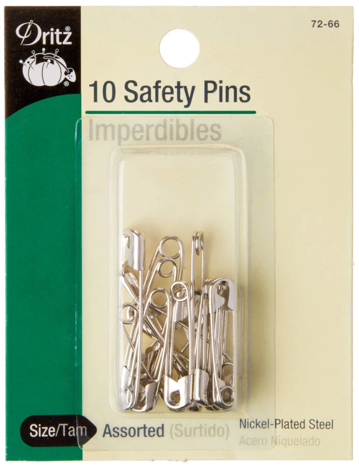 Dritz Safety Pins Size 1 & 2 | Rust-Resistant Nickel-Plated Steel (1-1/16" & 1-1/2")