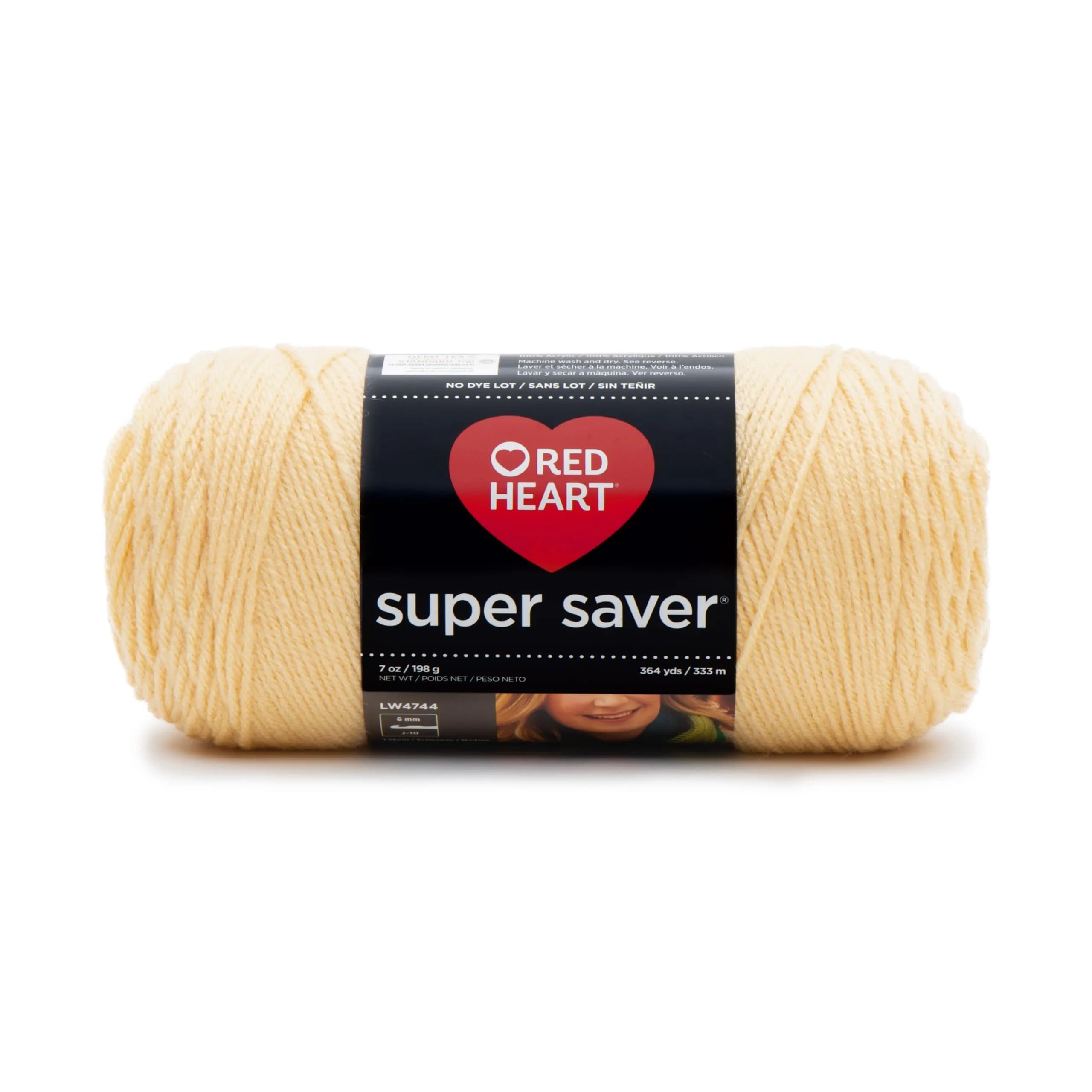 Red Heart Super Saver Yarn, Cornmeal, 198g (7oz) Skein | 100% Acrylic, Medium Weight, USA Sourced — Cornmeal