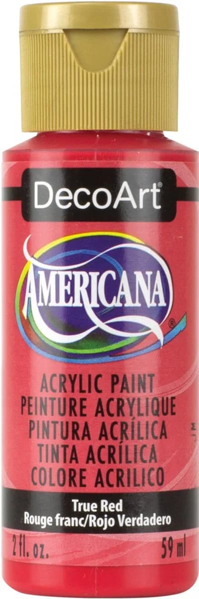 DecoArt Americana Acrylic Paint, 2 Fl Oz | Water-Based, Non-Toxic, Matte Finish for Arts & Crafts — True Red