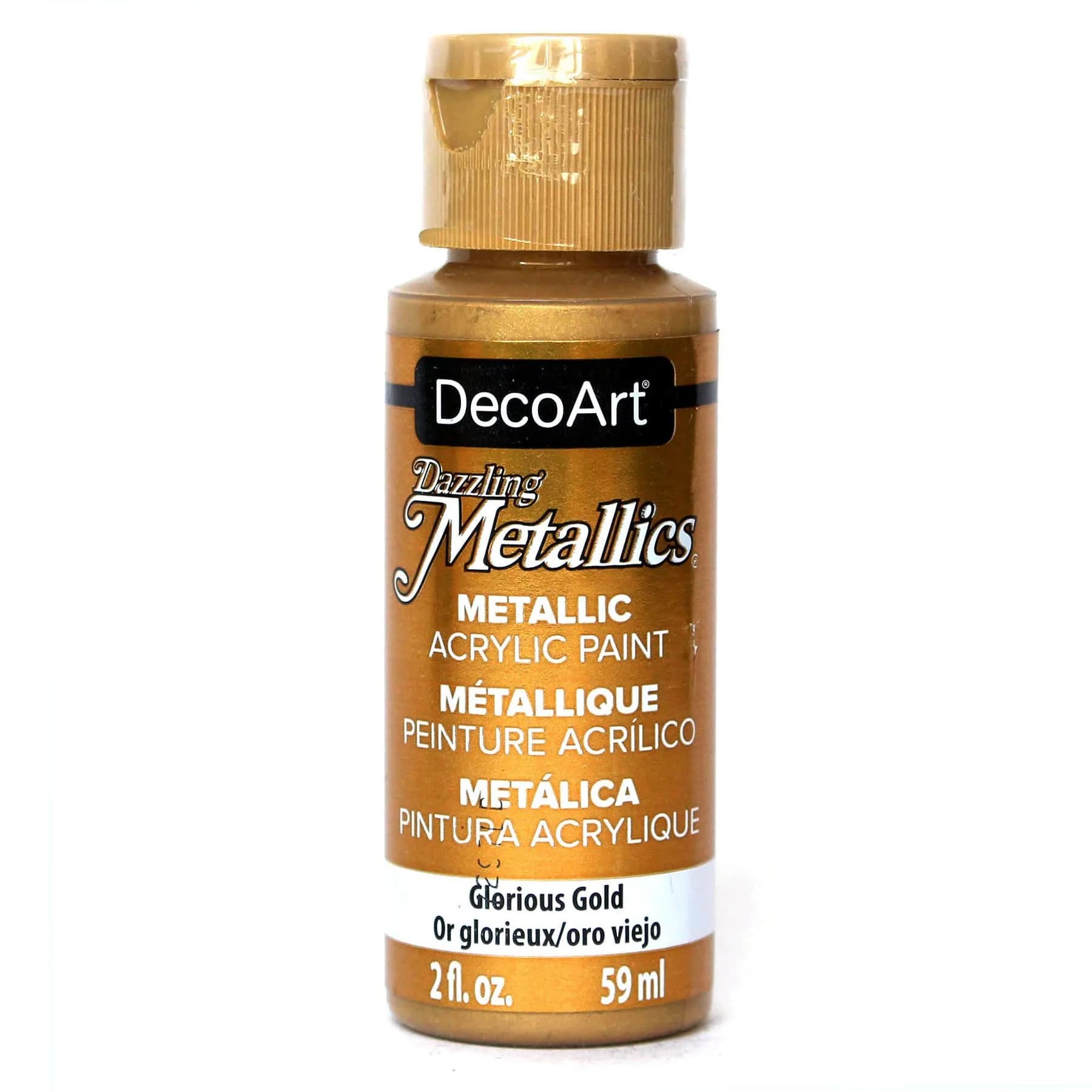 DecoArt Dazzling Metallics 2-Ounce Champagne Gold Acrylic Paint | Water-Based, Non-Toxic, Durable Finish — Glorious Gold
